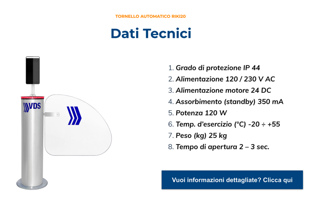 dati tecnici tornello palestra