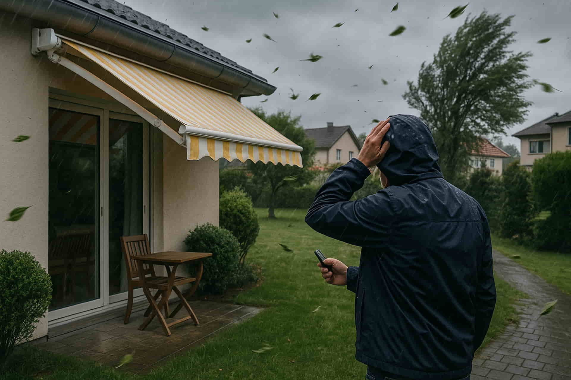 tenda da sole con vento